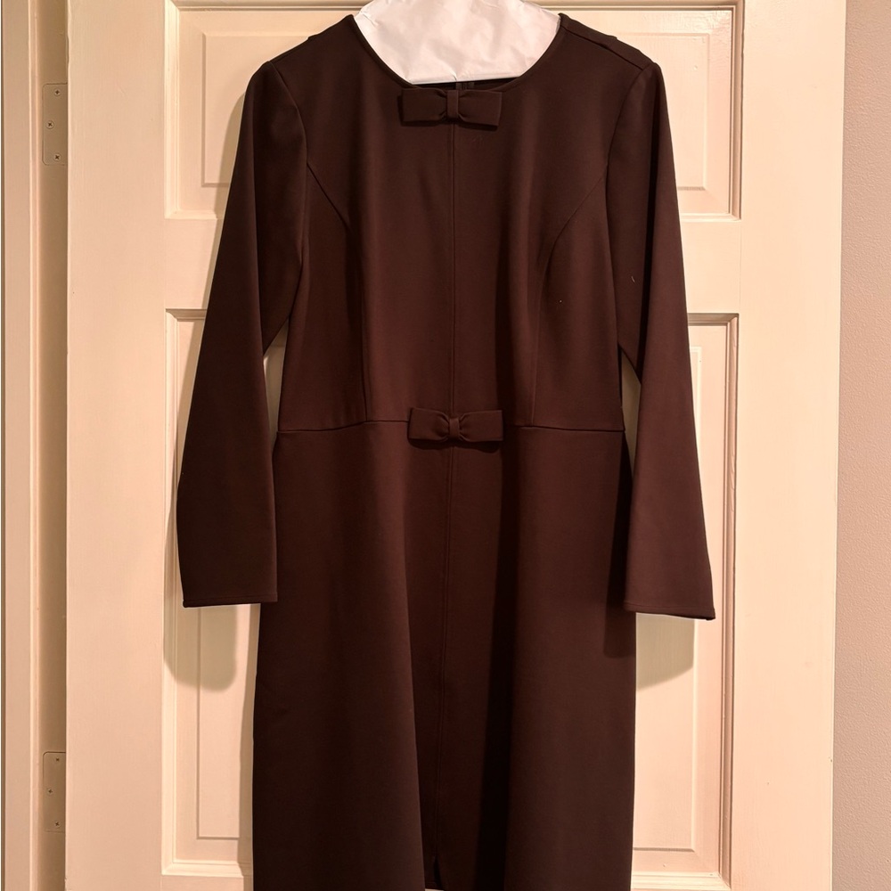 Draper James Brown Sheath Dress with Peter Pan Collar